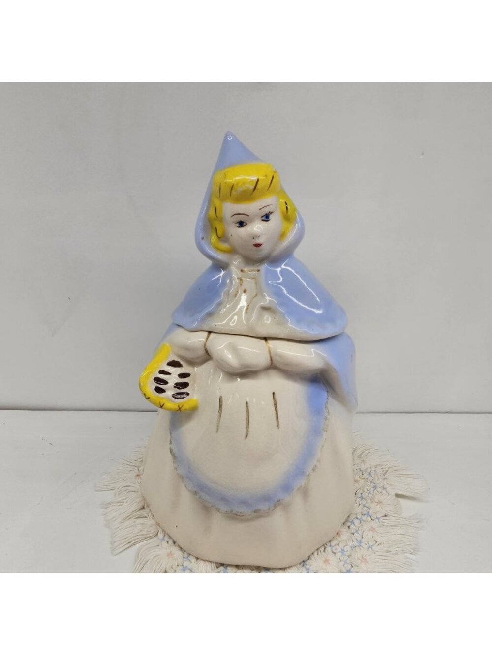 Vintage McCoy 11” Cookie Jar Dutch Cinderella Red Riding Hood Blue Cape